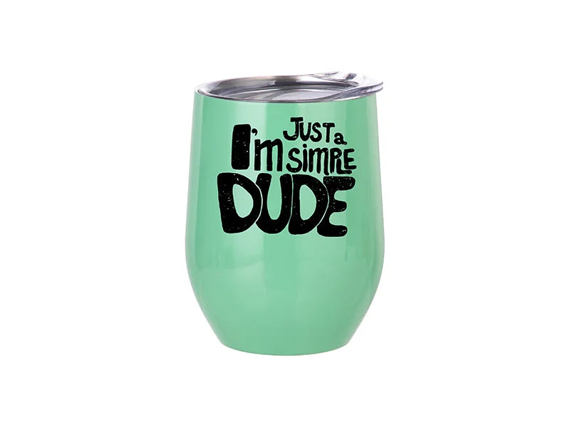 Sublimation 12oz Stainless Steel Stemless Wine Cup (Light Green)