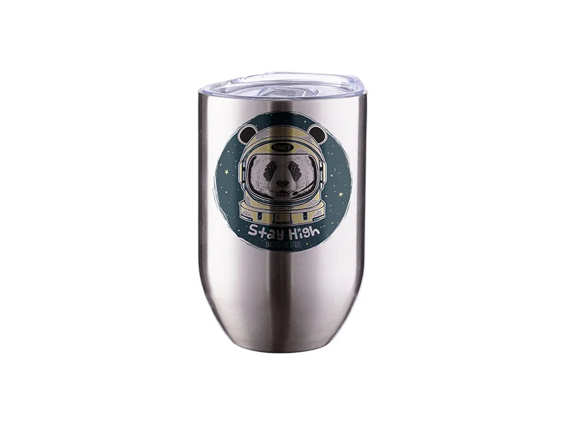 12oz/360ml Subliation Blanks Straight Stainless Steel Stemless Wine Glass(Silver)