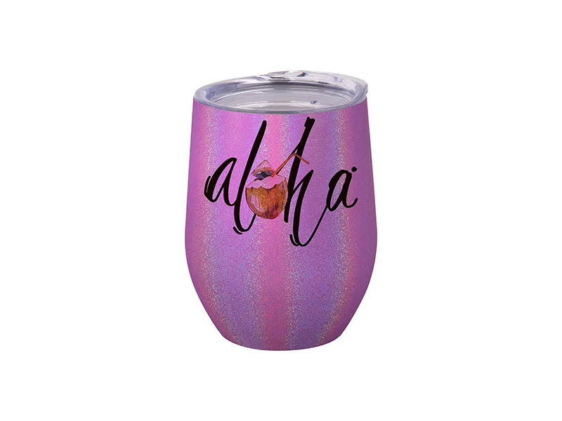 Sublimation 12oz/360ml Glitter Sparkling Stainless Steel Stemless Cup (Purple)