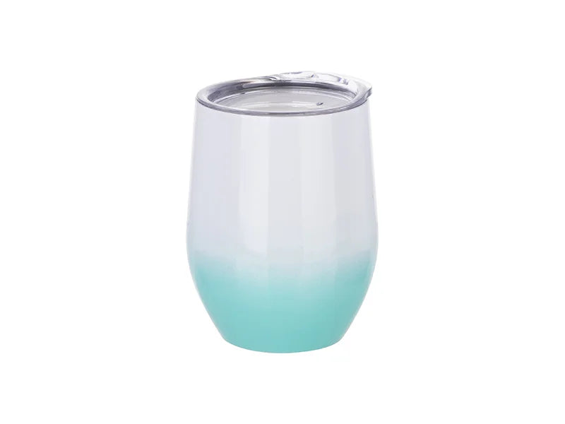 Sublimation 12oz/360ml Stainless Steel Stemless Cup w/ Lid (Gradient Color White&Mint Green)