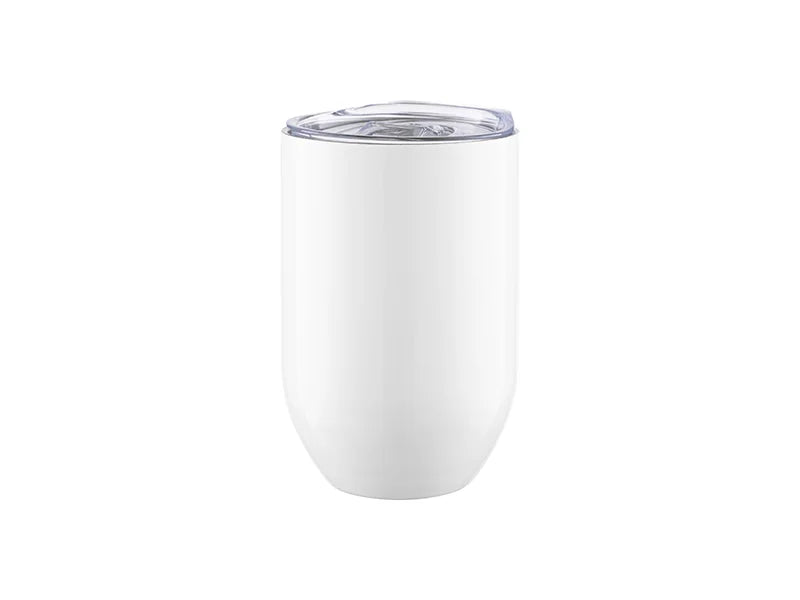 12oz/360ml Sublimation Blanks Straight Stainless Steel Stemless Wine Glass(White)