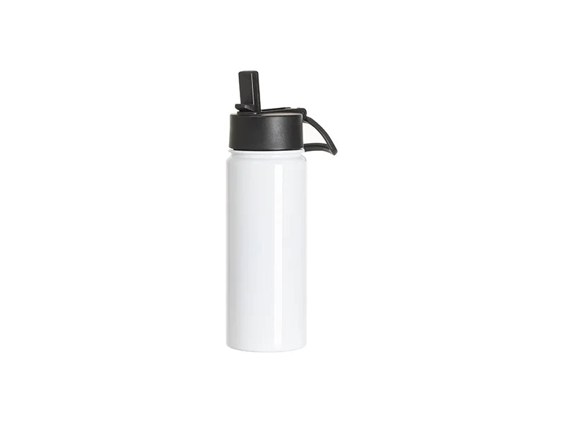 Sublimation 27oz/800ml Stainless Steel Water Bottle w/ Black Straw Lid(White, Single Wall)