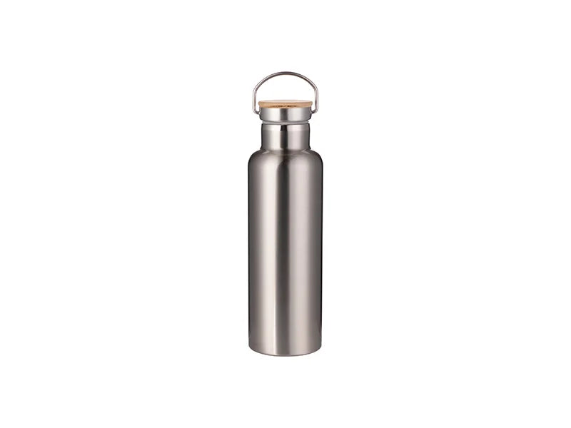 Sublimation 750ml/25oz Portable Bamboo Lid Stainless Steel Bottle (Silver)
