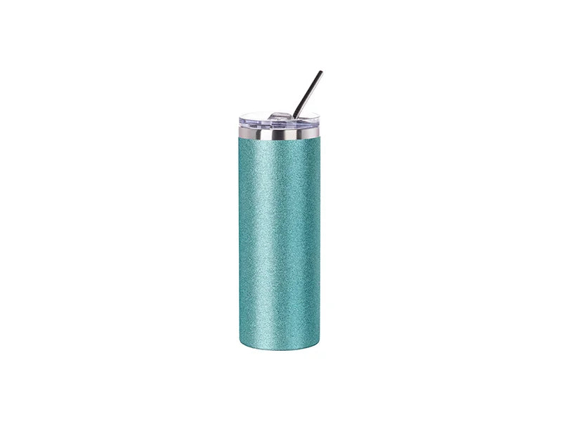 Sublimation 20oz/600ml Glitter Stainless Steel Skinny Tumbler with Straw & Lid (Light Blue)