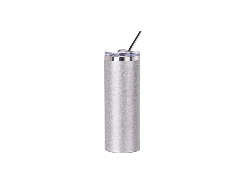 Sublimation 20oz/600ml Glitter Stainless Steel Skinny Tumbler with Straw & Lid (Silver)