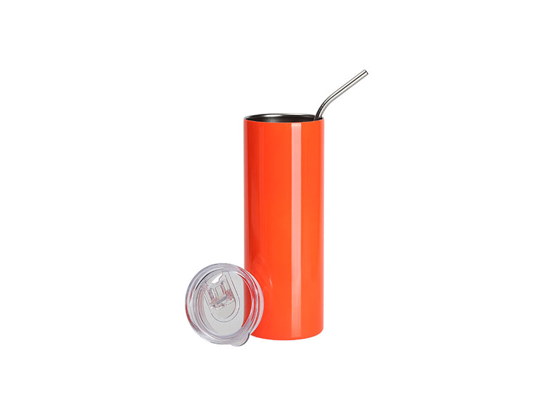 Sublimation Blanks 20oz/600ml Stainless Steel Fluorescent Tumbler with Straw & Lid(Orange)
