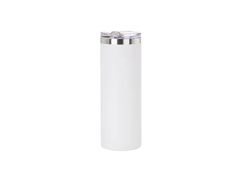 Sublimation Blanks 20oz/600ml Powder Coated SS Tumbler with Straw & Waterproof Flip Lid (White, Matt Sub Coating)