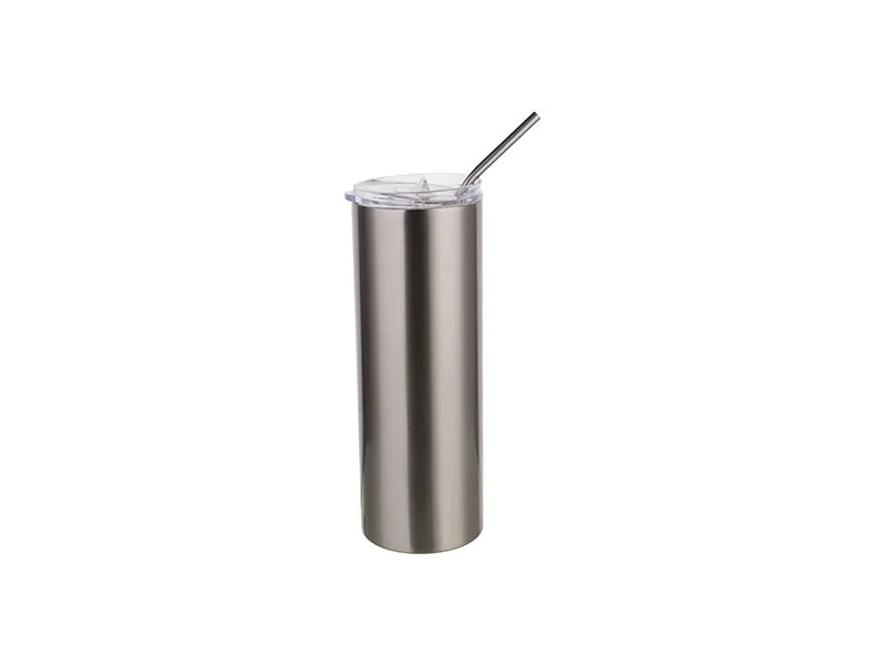 Sublimation 20oz/600ml Stainless Steel Skinny Tumbler with Straw & Lid (Silver)