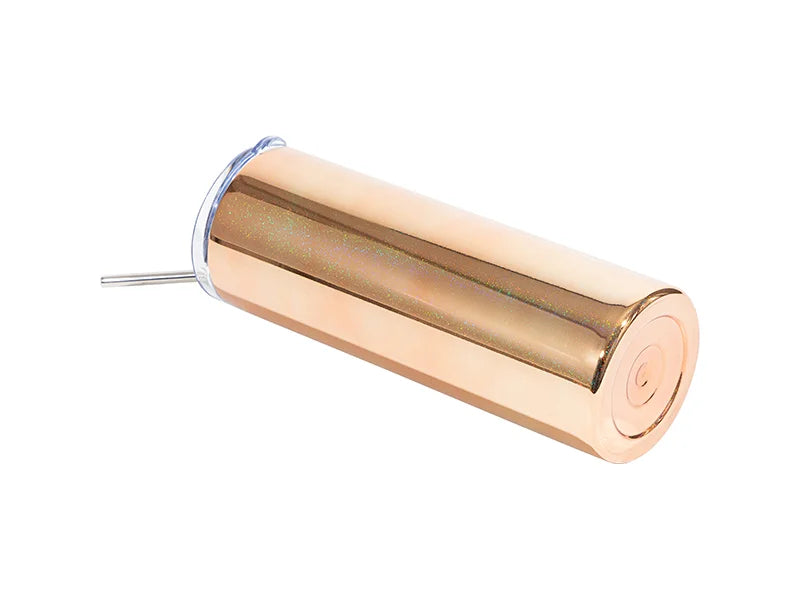 20oz/600ml Sublimation Blanks Stainless Steel Metallic Plated Glitter Skinny Tumbler (Gold)
