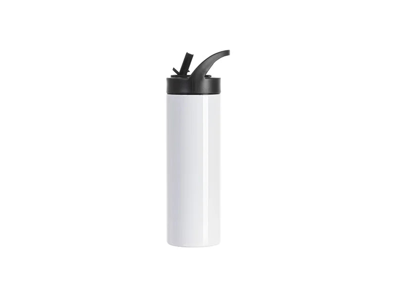 Sublimation Blanks 20oz/600ml Stainless Steel Skinny Tumbler with Black Portable Straw Lid(White)