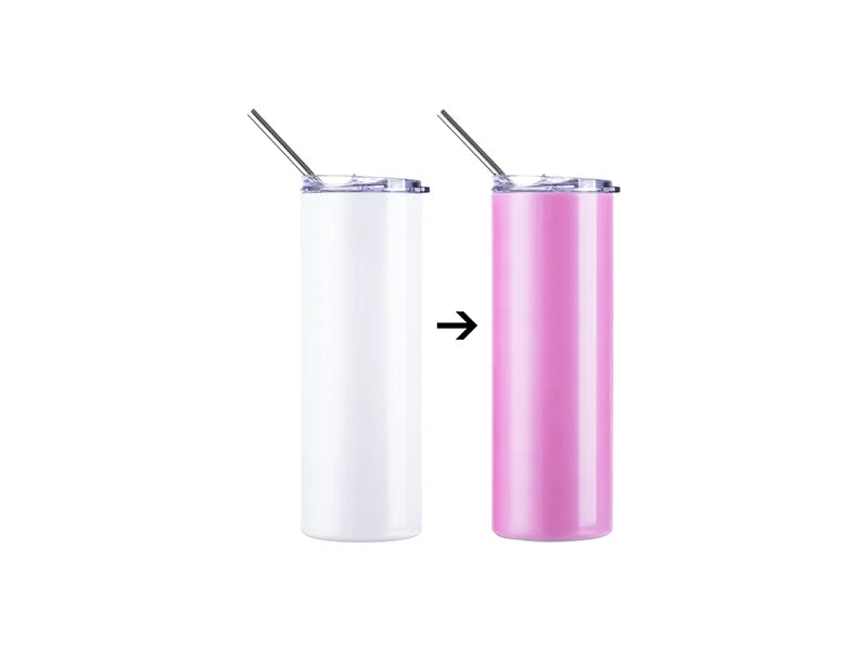 20oz/600ml SS Color Changing Tumbler with Straw & Lid(UV-Activated, White to Red)