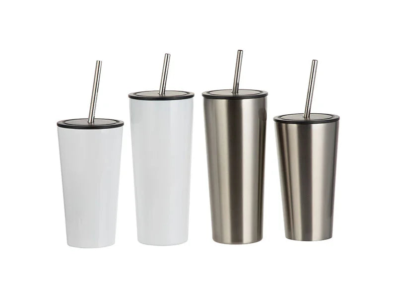 Sublimation 22oz/650ml Stainless Steel Tumbler w/ Straw (Silver)