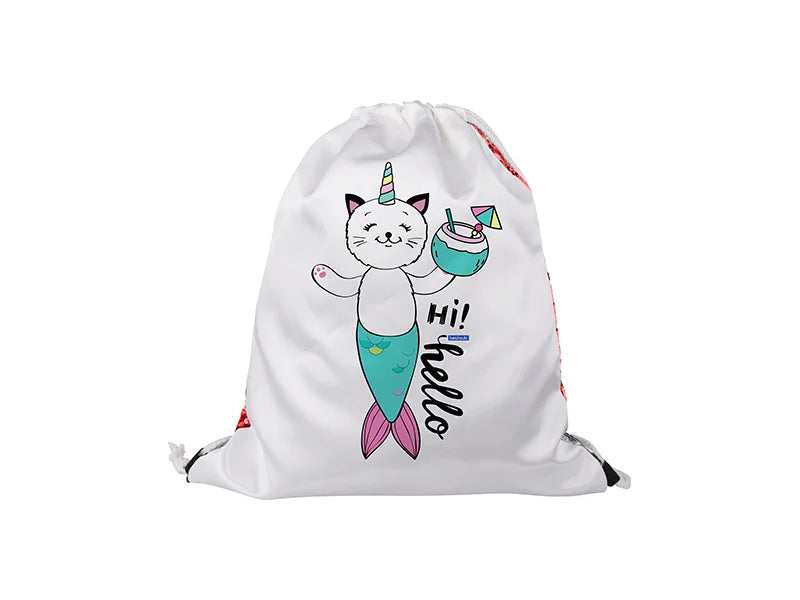 Sublimation Sequin Drawstring Backpack (Red/White)