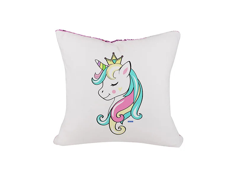 Sublimation Flip Sequin Pillow Cover (White w/ Purple)