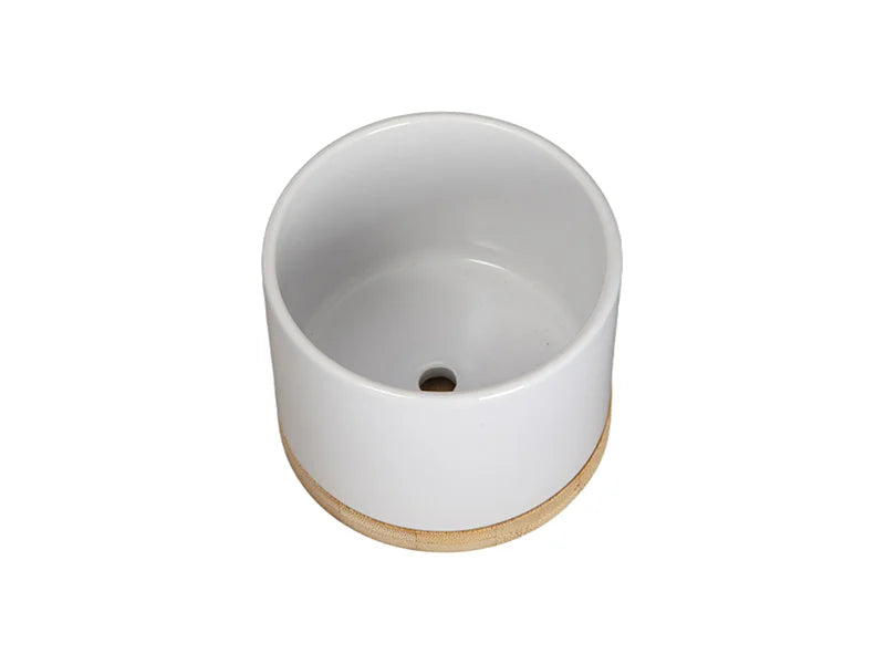 Sublimation Small Ceramic Plant Pot with Bamboo Base