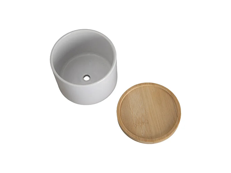 Sublimation Small Ceramic Plant Pot with Bamboo Base