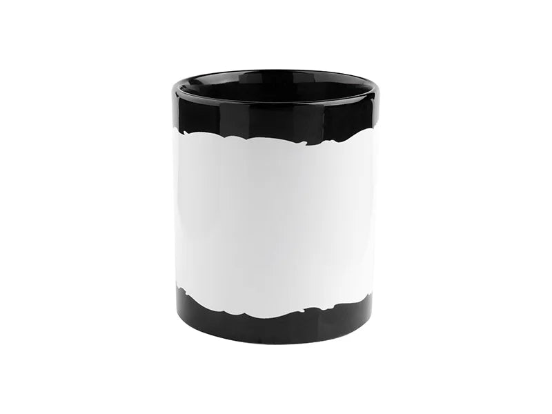 Sublimation Blanks 11oz Full Colour Mug w/ White Patch(Black,Butterfly Shaped)