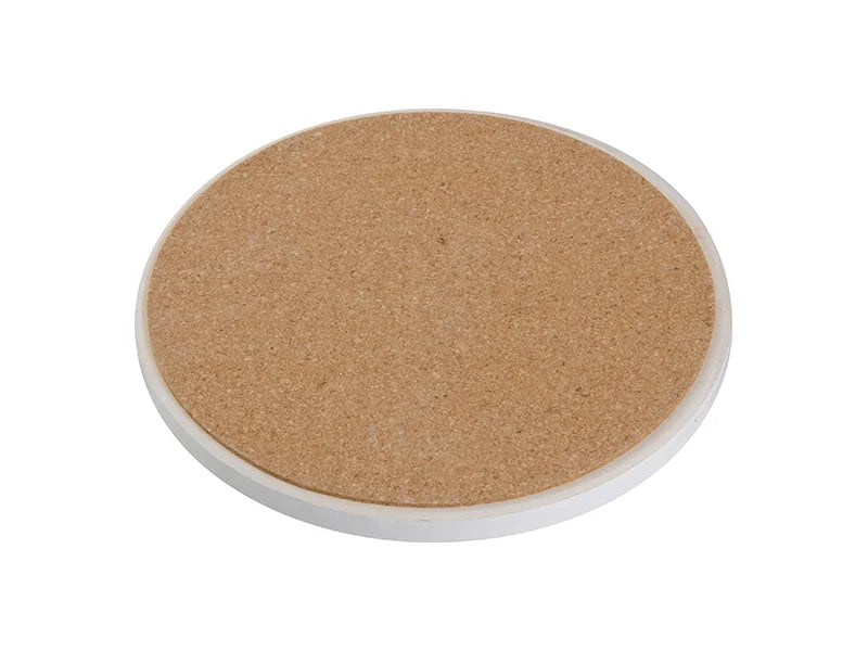 Sublimation Round Ceramic Coaster w/ Cork