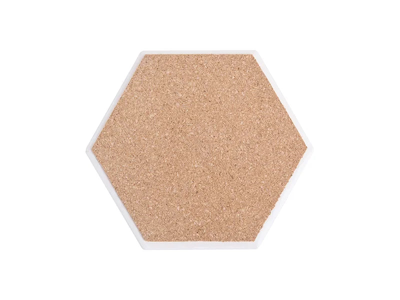 Sublimation Hexagonal Ceramic Coaster w/ Cork