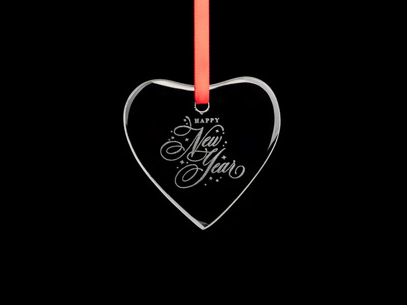 3inch Engraved Glass Ornament (Heart)