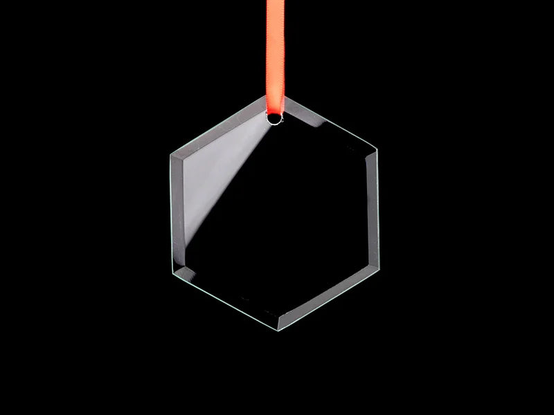 3inch Engraved Glass Ornament (Hexagon)
