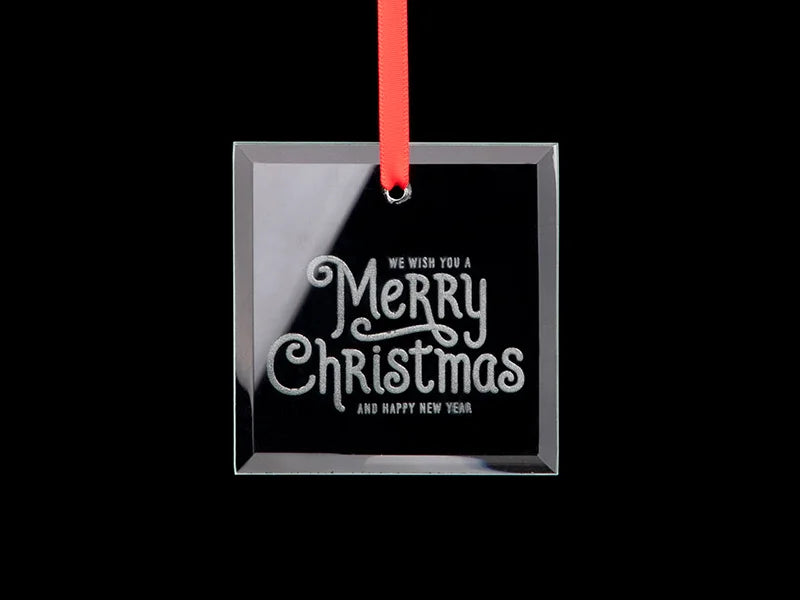 3inch Engraved Glass Ornament (Square)