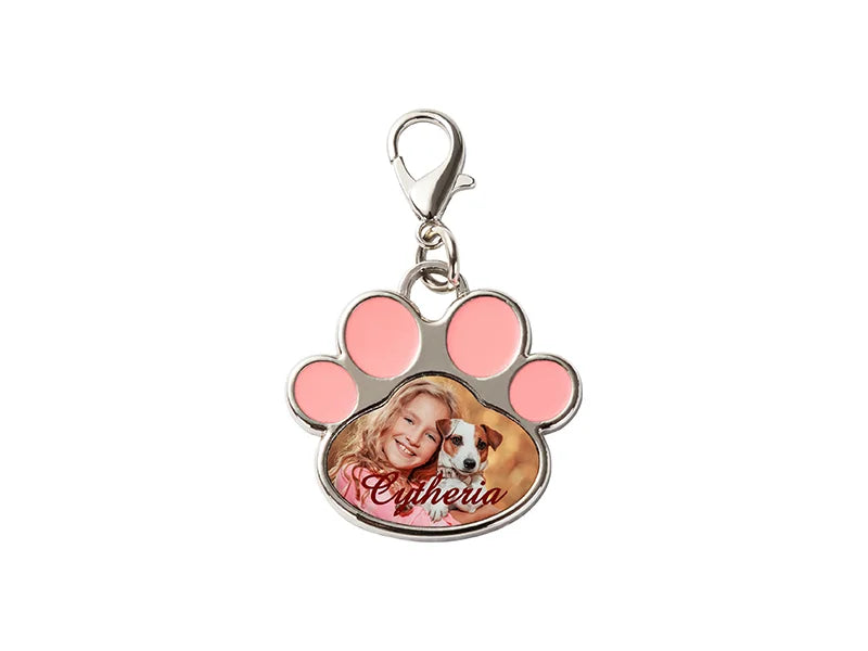 Sublimation Dog Tag Blanks (Pink Footprint, 3.3*3.5cm)