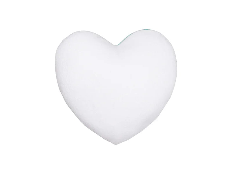 Sublimation Heart Shaped Blended Plush Pillow Cover(White w/ Light Blue, 40*40cm)