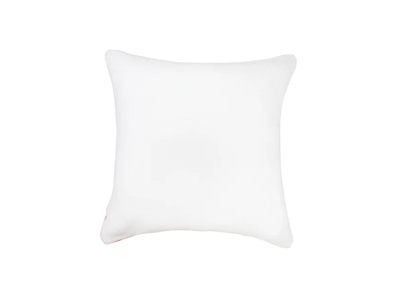 Sublimation Square Blended Plush Pillow Cover (White w/ Pink, 40*40cm)