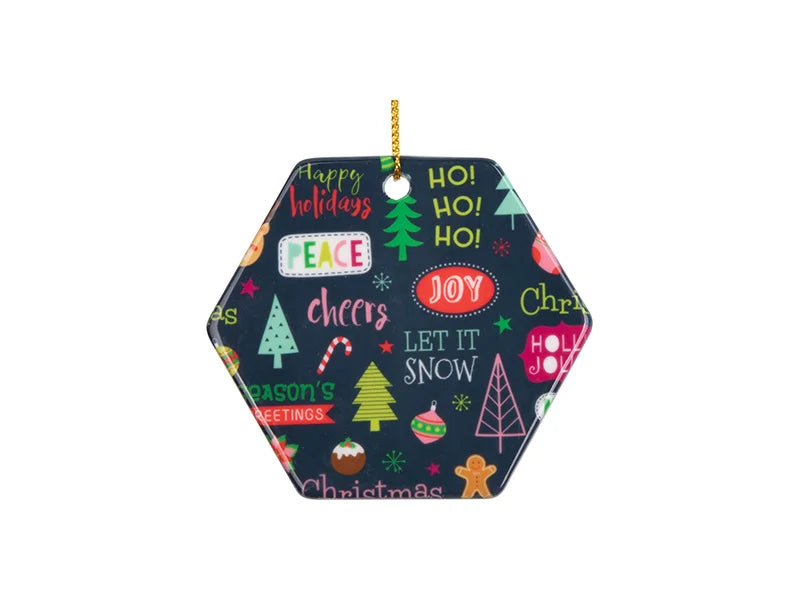 Sublimation 3inch Hexagon Ceramic Ornament