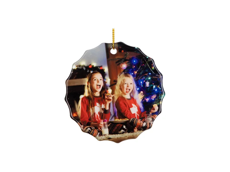Sublimation 3inch Round Ceramic Ornament with Big Gear