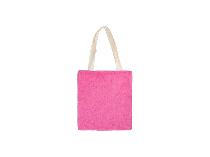 Sublimation Blended Plush Tote Bag(White w/ Pink,34*37cm)