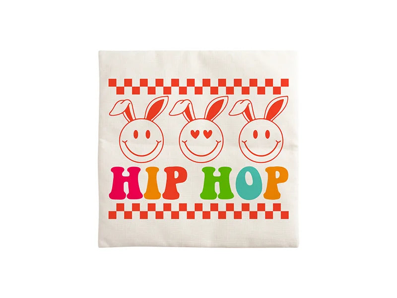Sublimation Blanks Easter Bunny Pillow Cover(Orange Ears, 40*40cm)