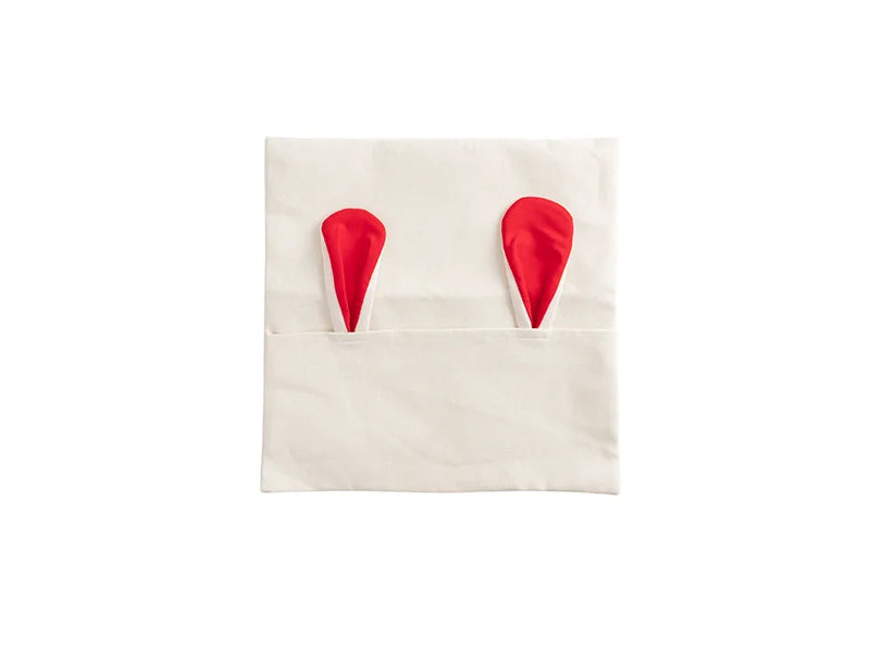 Sublimation Blanks Easter Bunny Pillow Cover(Red Ears, 40*40cm)