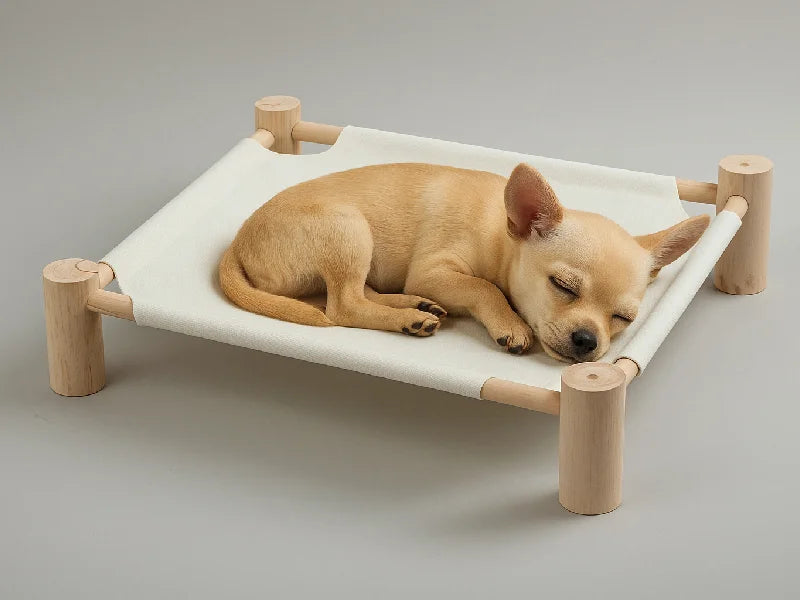 Sublimation blank wooden hammock pet bed with linen cover (Beige)