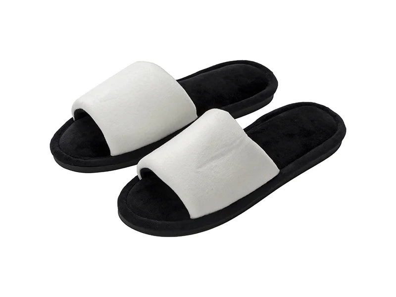 Sublimation Adult Fuzzy Slippers (White/Black, 38-39#)