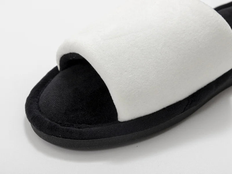 Sublimation Adult Fuzzy Slippers (White/Black, 38-39#)