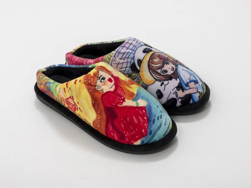 Sublimation Adult Fuzzy Close Toe Slippers (White/Black, 36-37#)