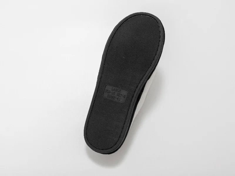 Sublimation Adult Fuzzy Close Toe Slippers (White/Black, 40-41#)