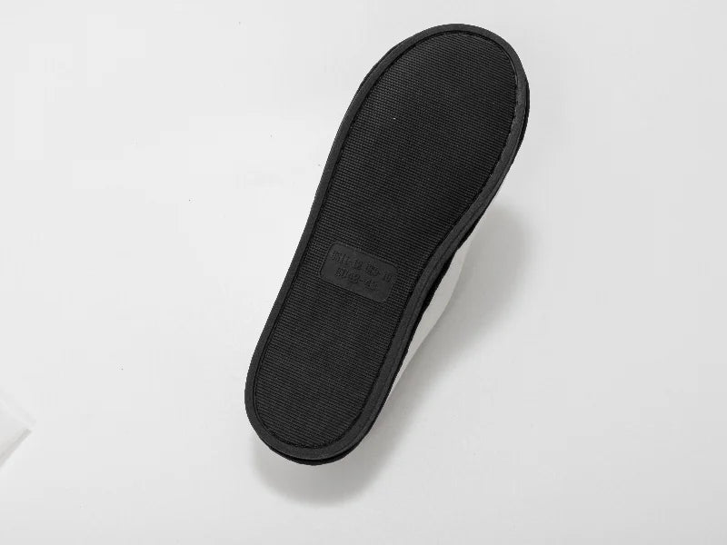 Sublimation Adult Fuzzy Close Toe Slippers (White/Black, 42-43#)