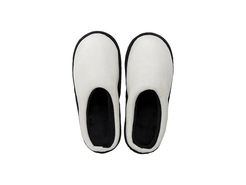 Sublimation Kids Fuzzy Close Toe Slippers (White/Black, 32-33#)