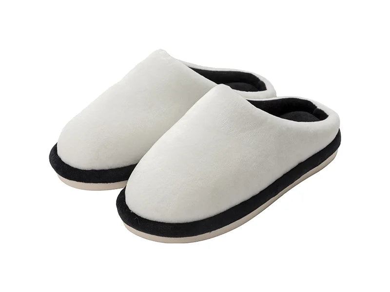 Sublimation Kids Fuzzy Close Toe Slippers (White/Black, 32-33#)