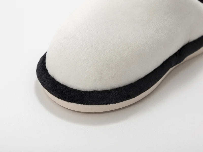 Sublimation Kids Fuzzy Close Toe Slippers (White/Black, 34-35#)