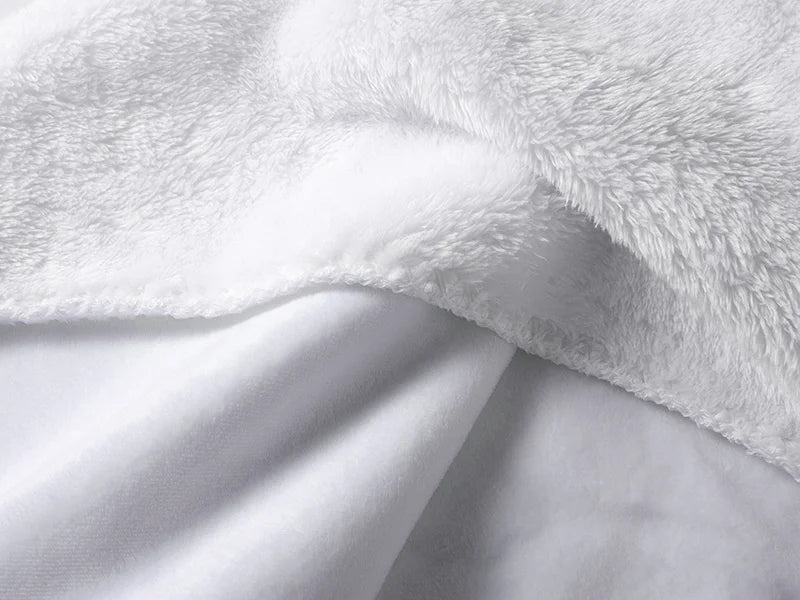 Arctic Fleece Lined Sublimation Microfiber Blanket(Full White, 152*203cm/60inchx 80inch)
