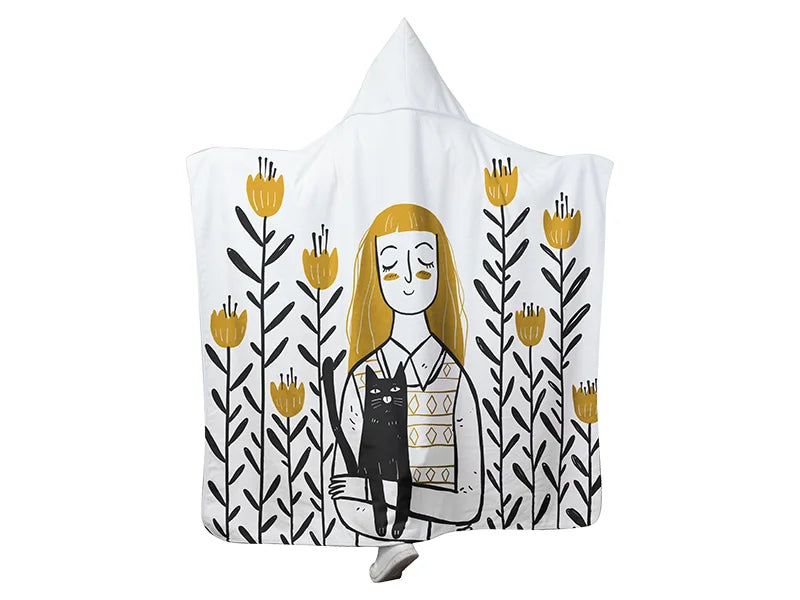 Arctic Fleece Lined Sublimation Blanks Microfiber Hooded Blanket (130*150cm/51.18inchx59.05inch)