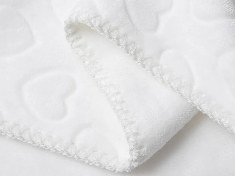 Heart Embossed Sublimation Minky Blanket(White, 76*101cm/30inchx 40inch)