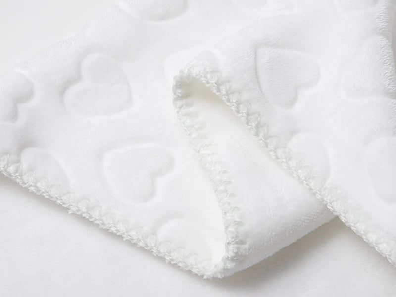Heart Embossed Sublimation Minky Blanket(White, 152*203cm/60inchx 80inch)