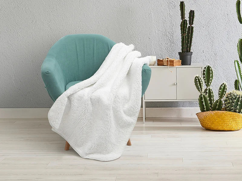 Arctic Fleece Lined Sublimation Leathaire Blanket(White/Beige, 76*101cm/30inchx 40inch)