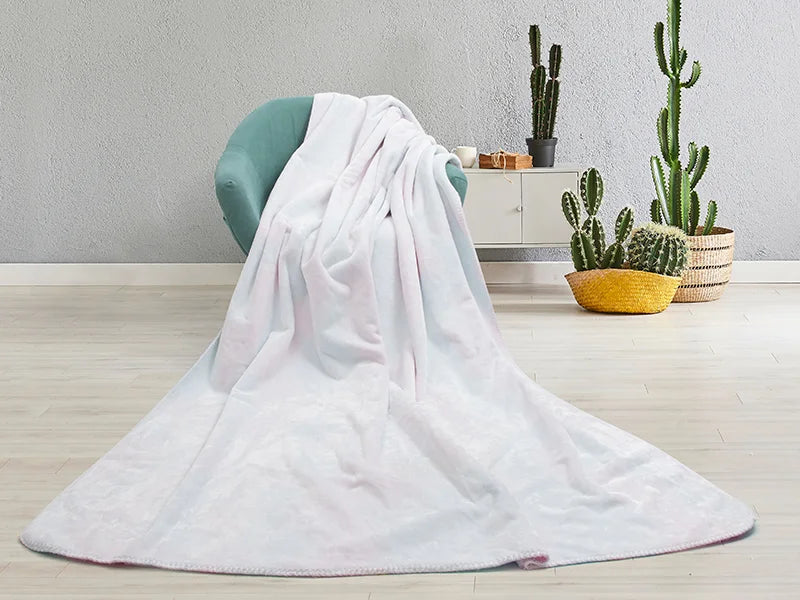 Tie Dyed Faux Fur Lined Sublimation Minky Blanket(White, 152*203cm/60inchx 80inch)