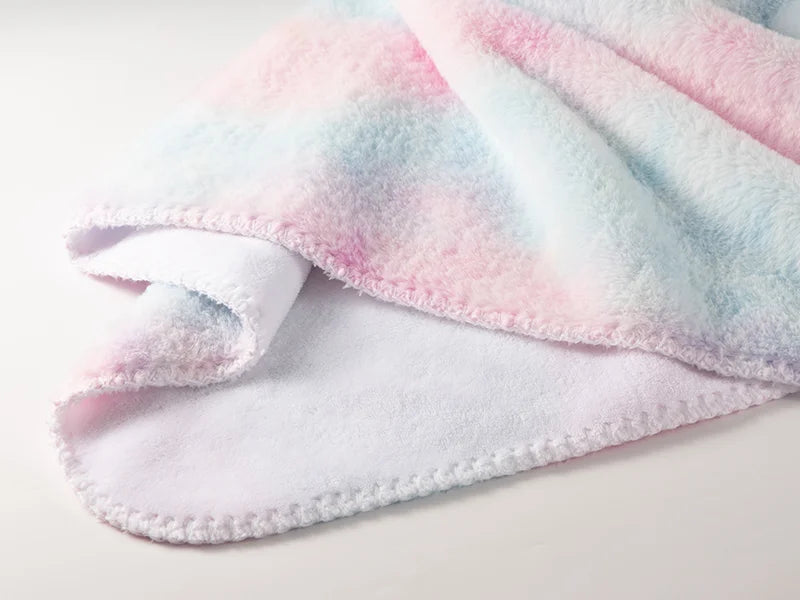 Tie Dyed Faux Fur Lined Sublimation Minky Blanket(White, 152*203cm/60inchx 80inch)